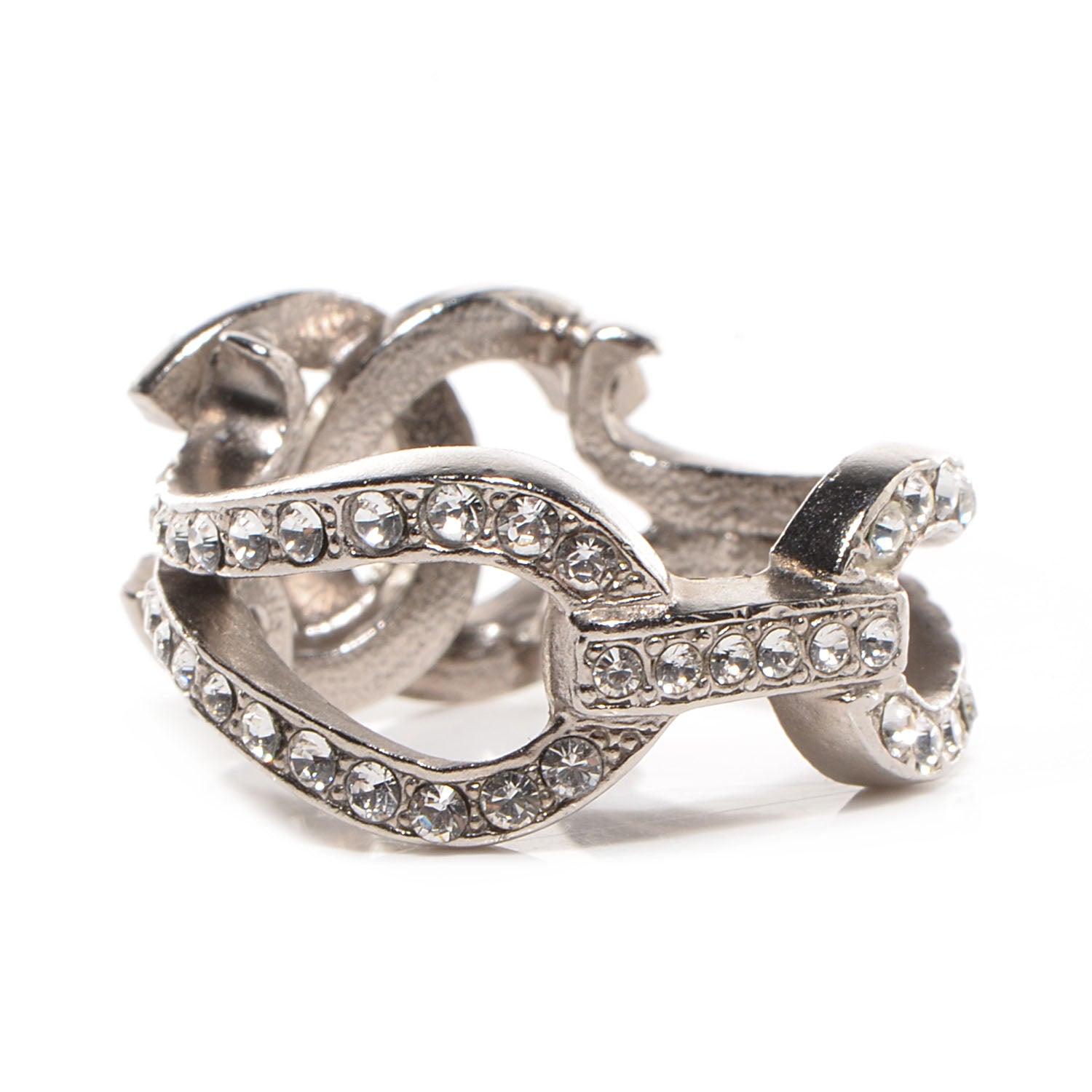 Chanel Crystal CC Ring Silver 6 3 of 4
