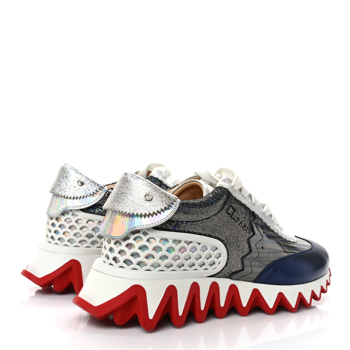 Laminated Nappa Calfskin Disco Queen Womens Loubishark Sneakers 37.5 Multicolor