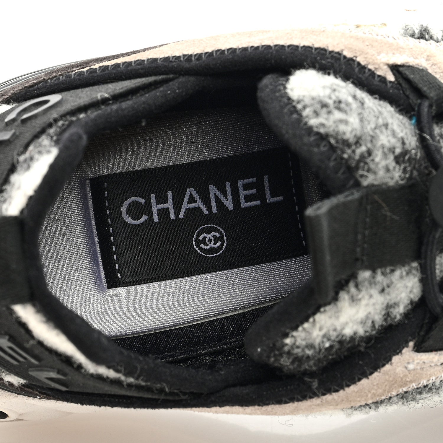 Chanel Suede Calfskin Mixed Fibers CC Sneakers 38 Grey 7 of 10