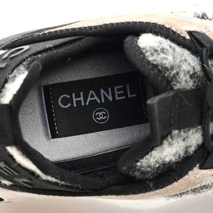 Chanel Suede Calfskin Mixed Fibers CC Sneakers 38 Grey 7 of 10