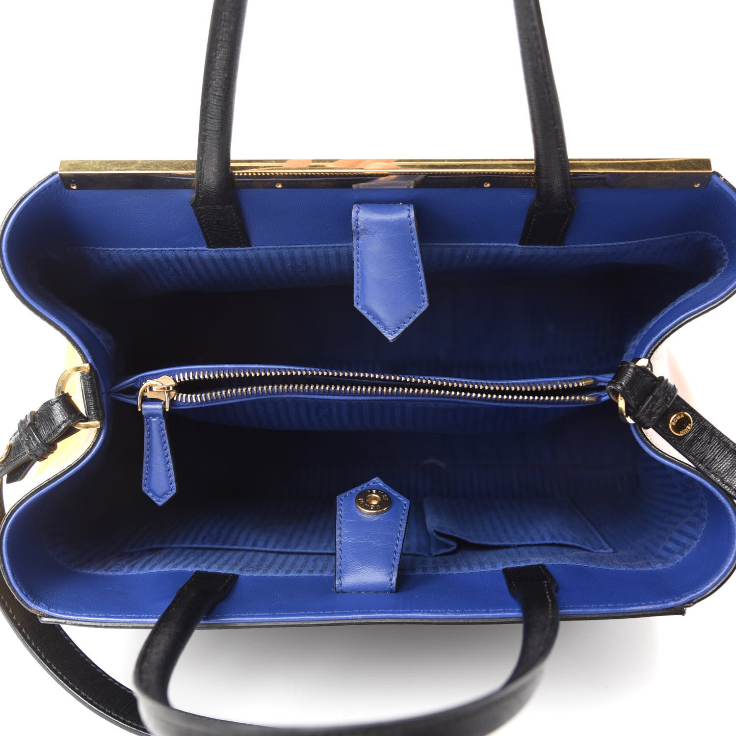 Fendi Vitello Elite Bi-Color Regular 2Jours Tote Black 6 of 11
