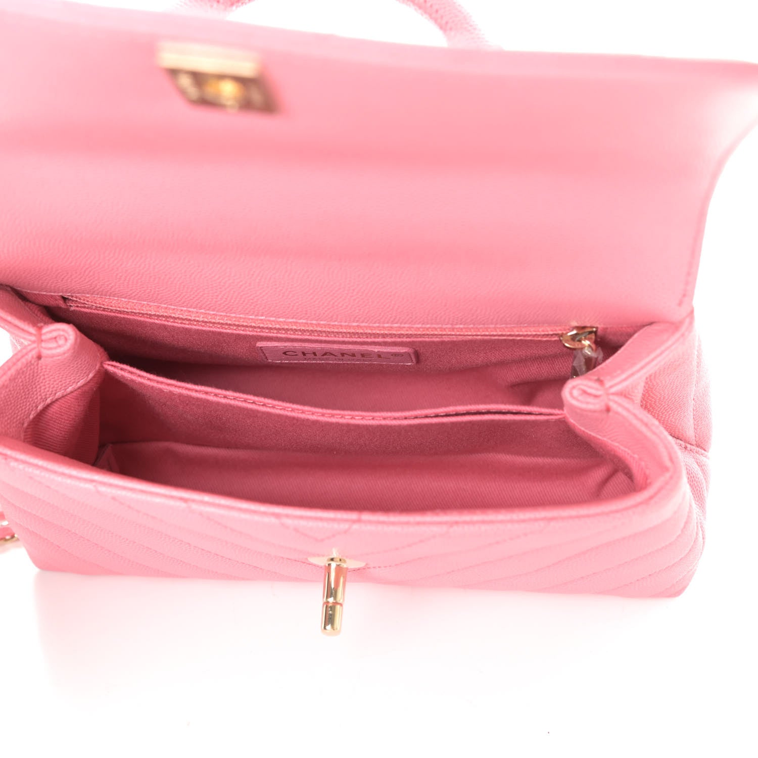 Chanel Caviar Chevron Quilted Mini Coco Handle Flap Pink 6 of 11