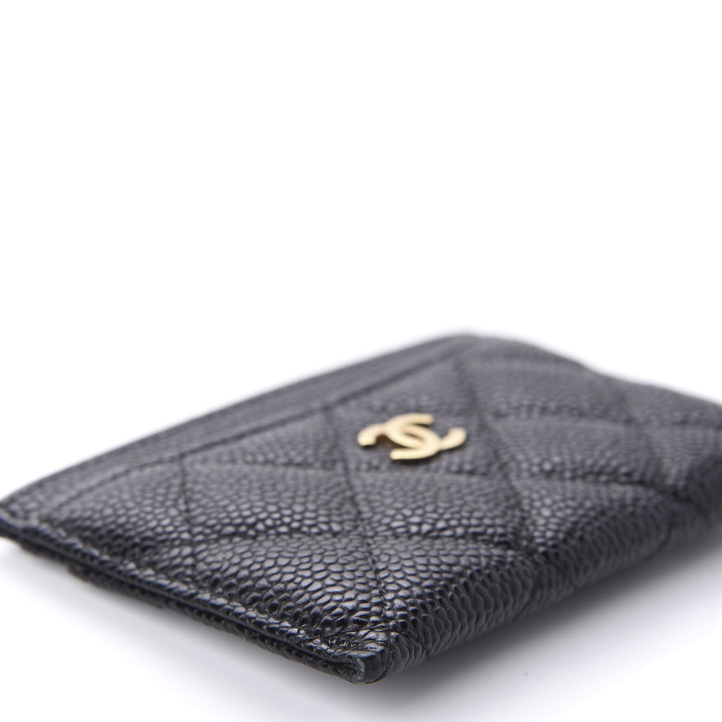 Caviar Quilted Card Holder Black