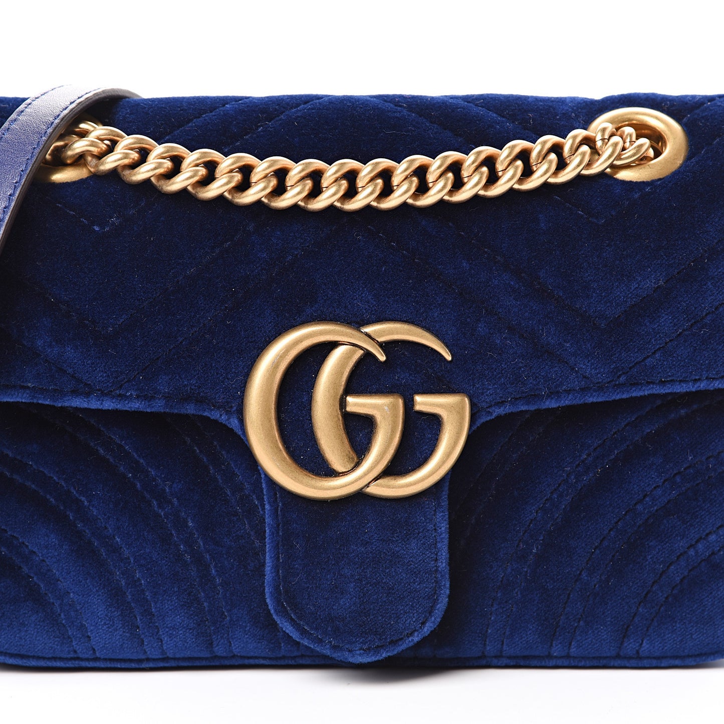 Velvet Matelasse Mini GG Marmont Shoulder Bag Cobalt Blue