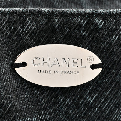 Chanel Denim Quilted Denimpression XXL Flap Blue Black 6 of 13