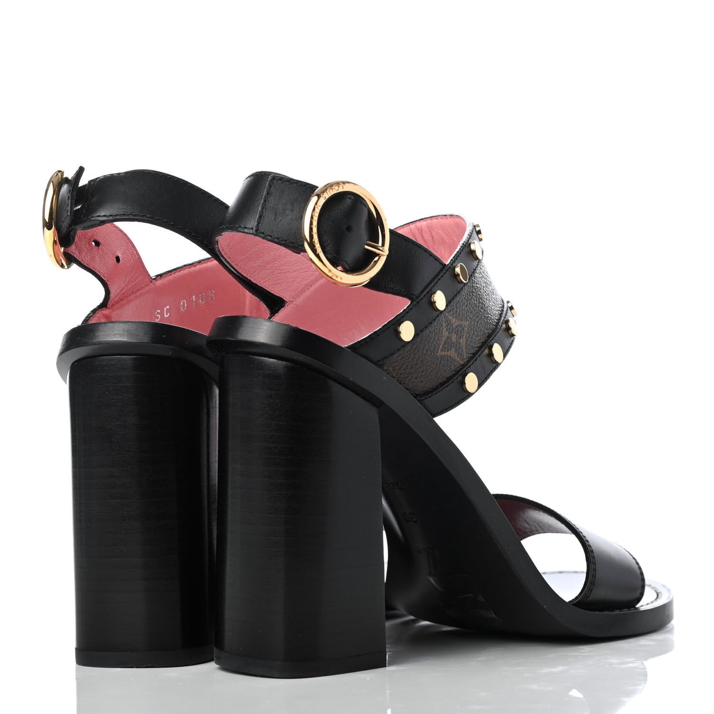 Calfskin Monogram Passenger Heeled Sandals 38 Black Rose