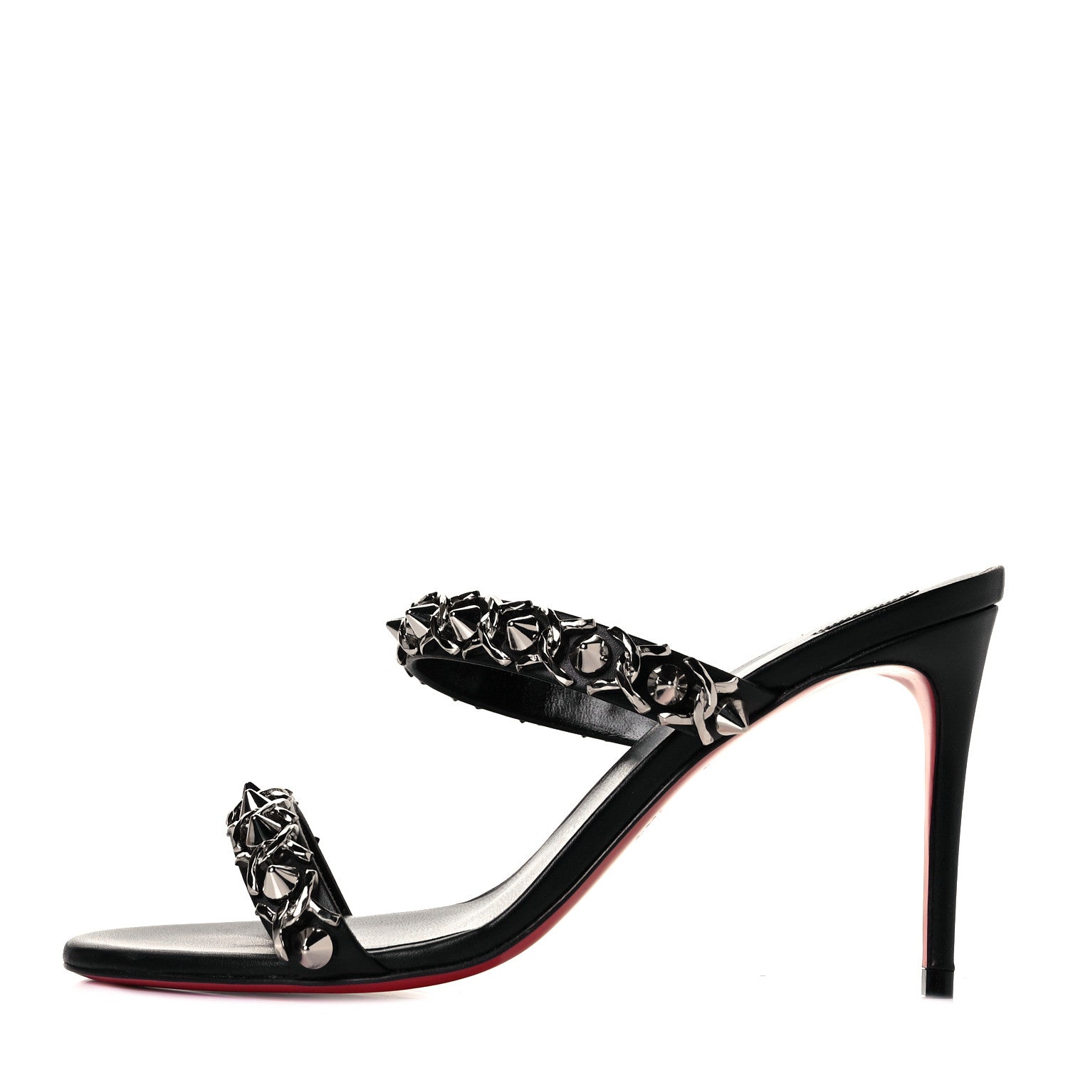 Christian Louboutin Kid Just Chain Stiletto Slide Sandals 37 Black 1 of 9