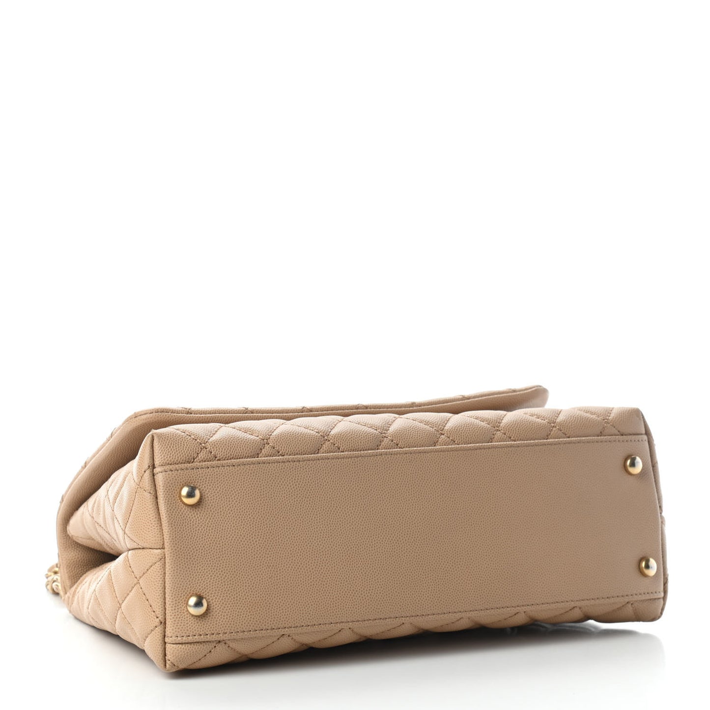 Caviar Quilted Small Coco Handle Flap Beige