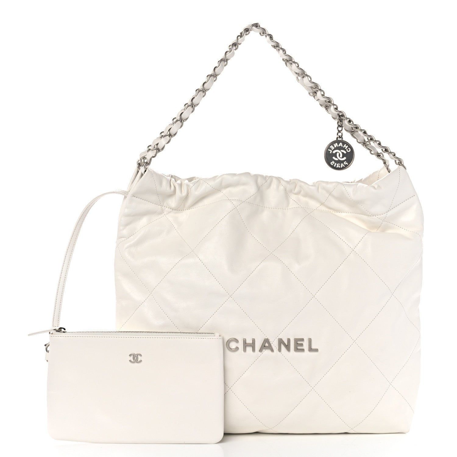 Chanel Shiny Calfskin Quilted Chanel 22 White 3 of 11