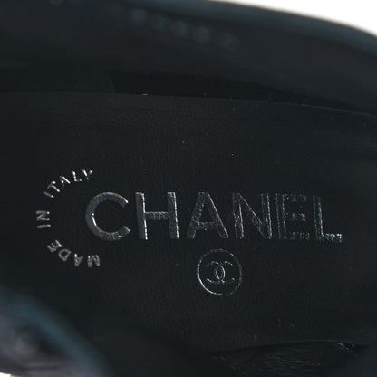 Chanel Suede Calfskin Patent Quilted Peep Toe Short Boots 38 Dark Grey 7 of 11