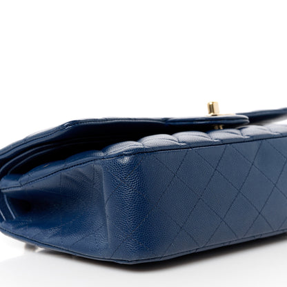 Chanel Caviar Quilted Medium Double Flap Blue 10 of 11
