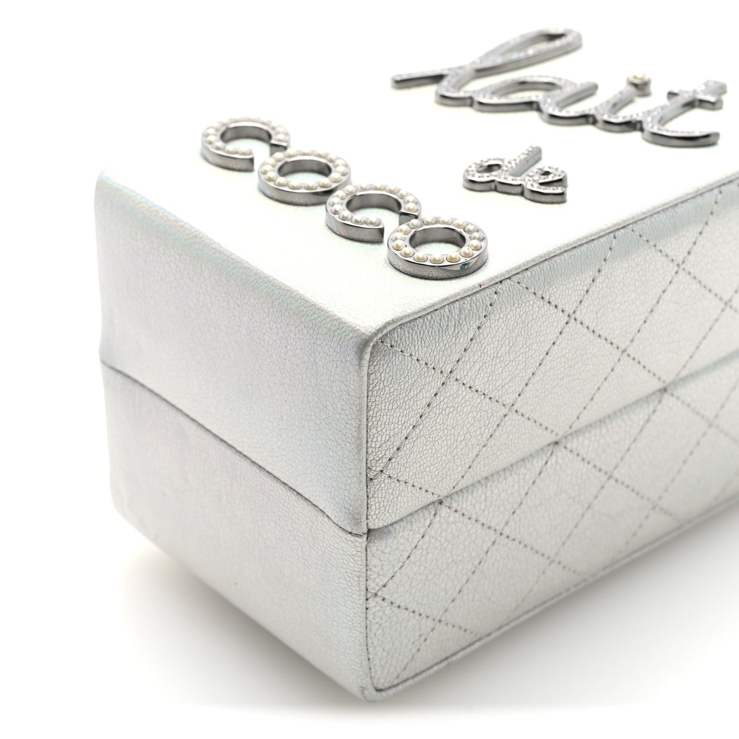 Chanel Metallic Goatskin Lait de Coco Milk Carton Bag Silver 9 of 9