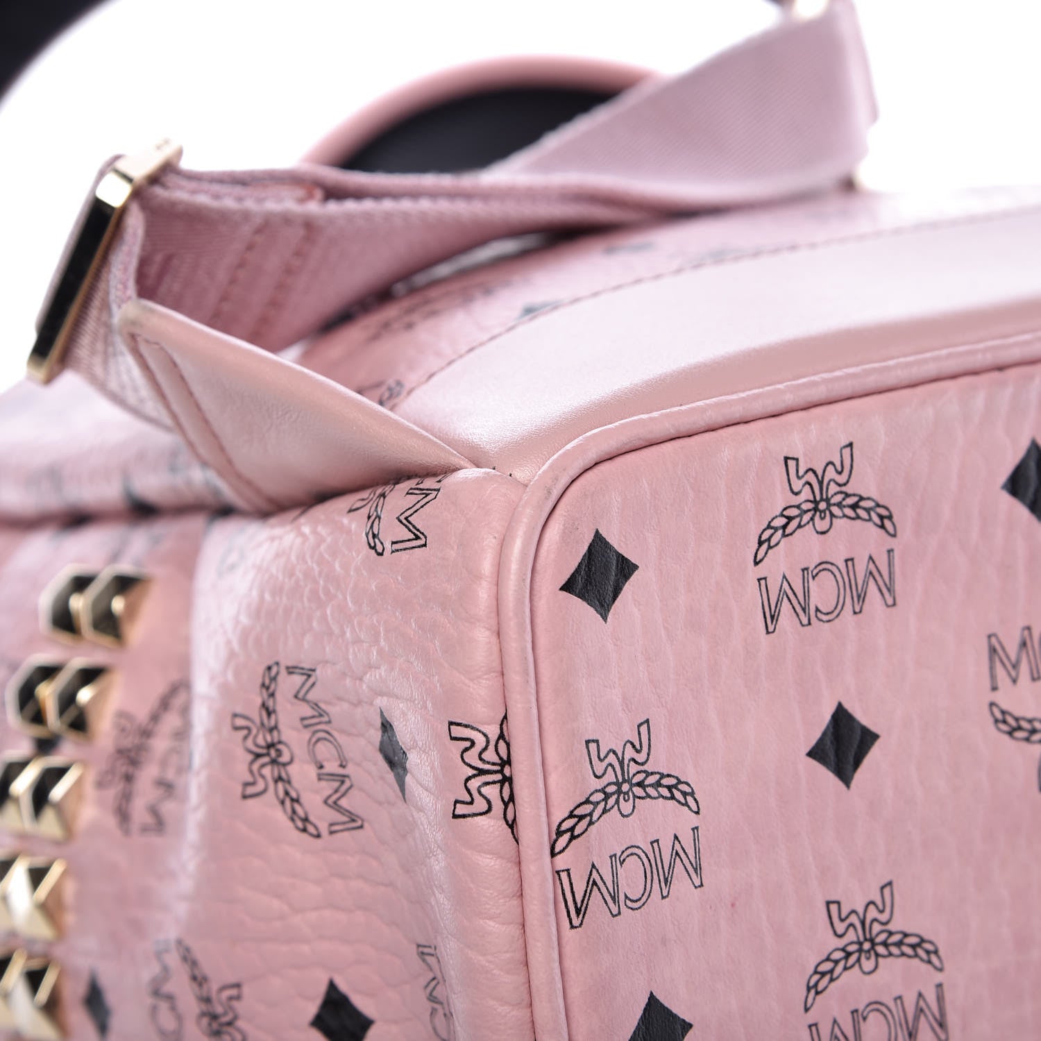 MCM Visetos Medium Side Studs Stark Backpack Pink 15 of 20