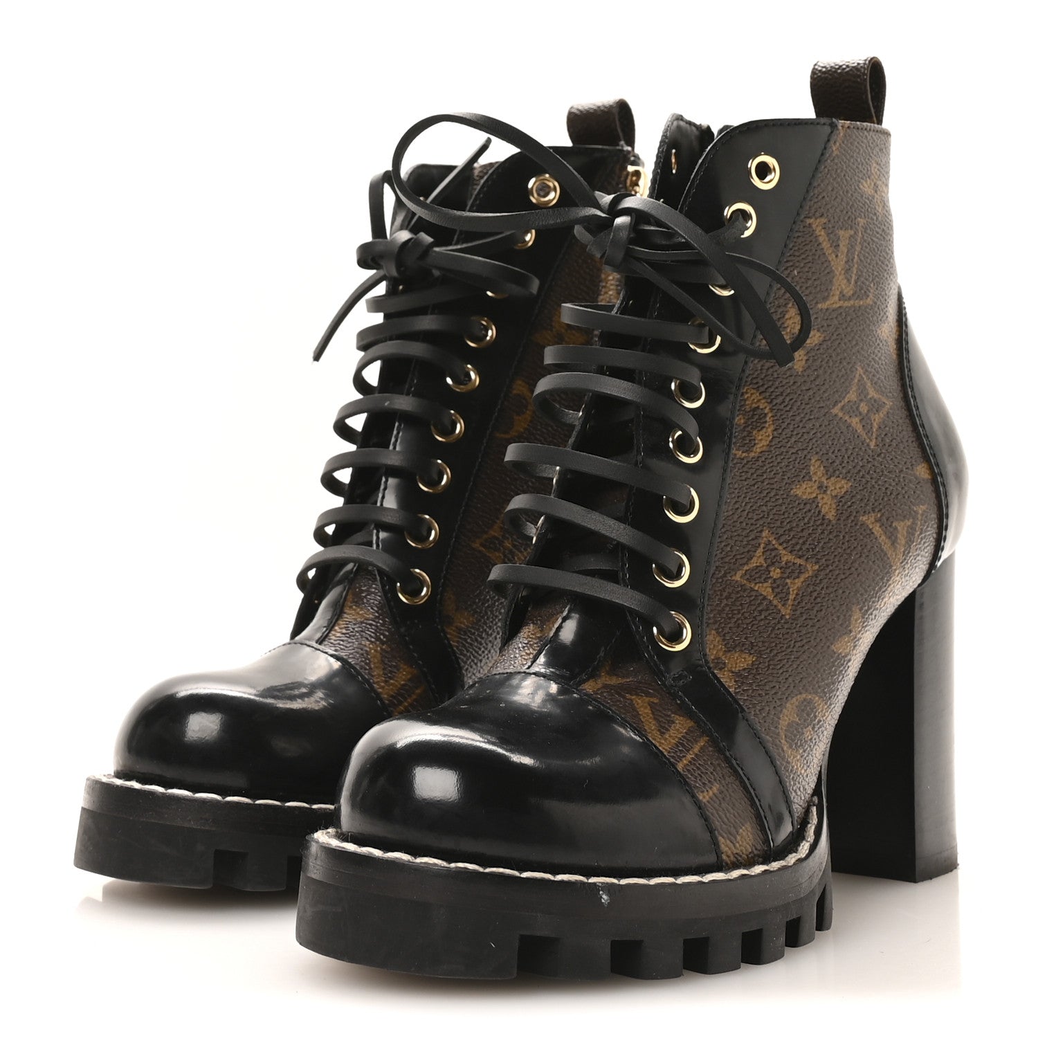 Louis Vuitton Patent Calfskin Monogram Star Trail Ankle Boots 36 Black 4 of 8