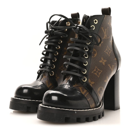 Louis Vuitton Patent Calfskin Monogram Star Trail Ankle Boots 36 Black 4 of 8