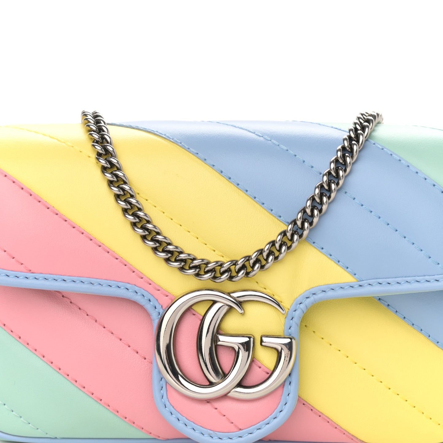 Calfskin Matelasse Diagonal Super Mini GG Marmont Shoulder Bag Multicolor Pastel