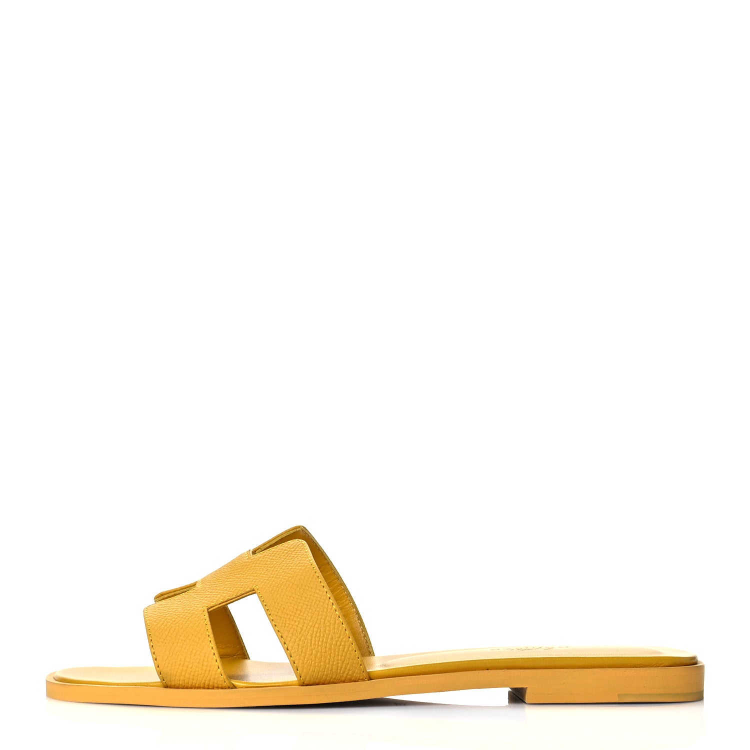 Hermes Epsom Oran Sandals 37.5 Jaune Sable 1 of 12
