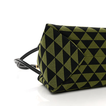 Prada Jacquard Triangolo Symbole Embroidered Small Shoulder Bag Black Edera 7 of 8