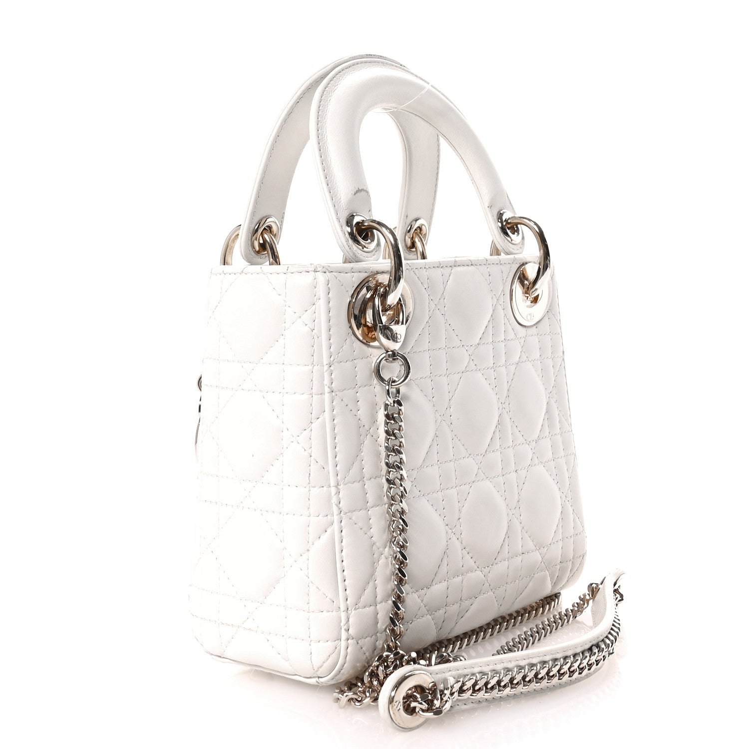 Christian Dior Lambskin Cannage Mini Lady Dior White 3 of 11
