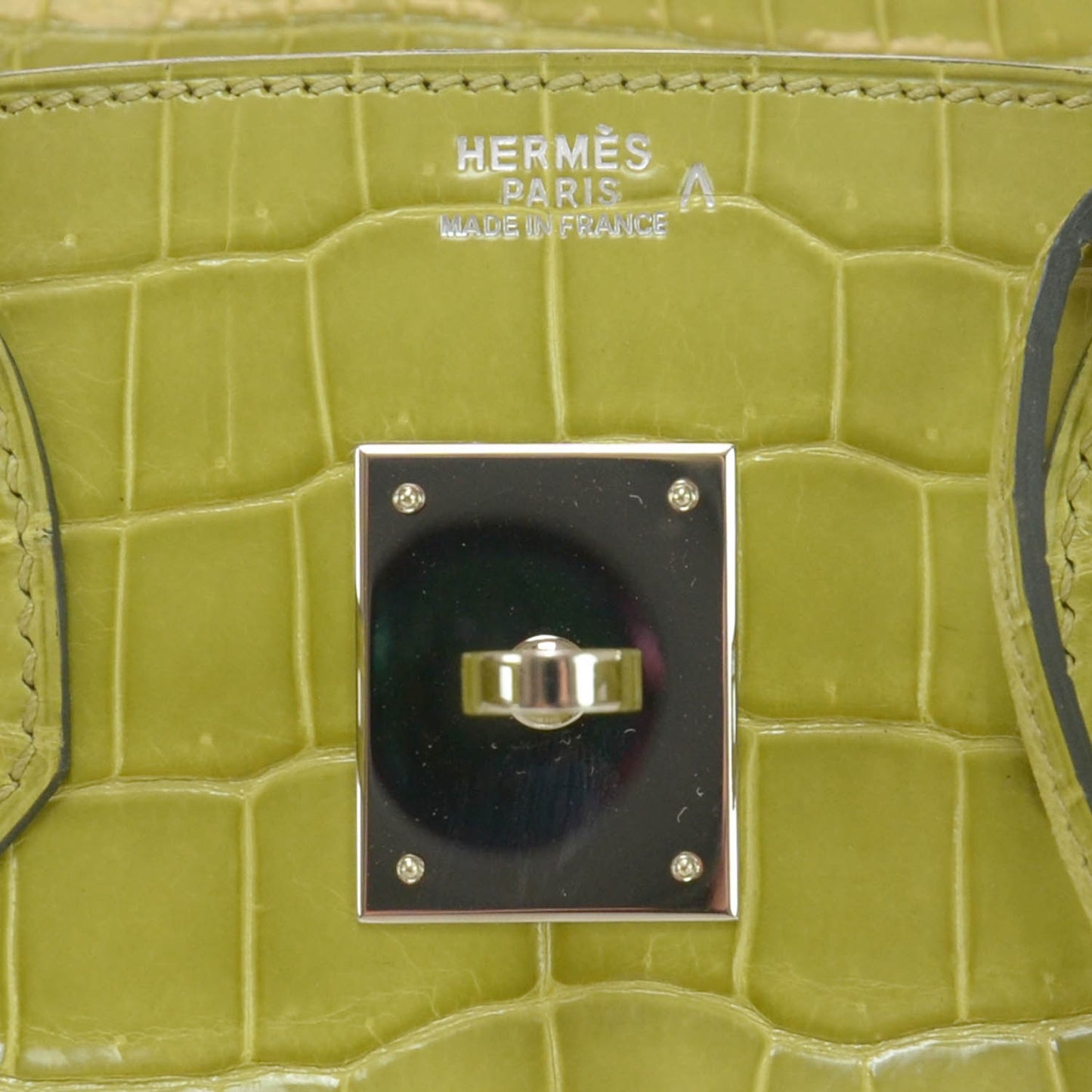 Porosus Crocodile Birkin 30 Vert Anis