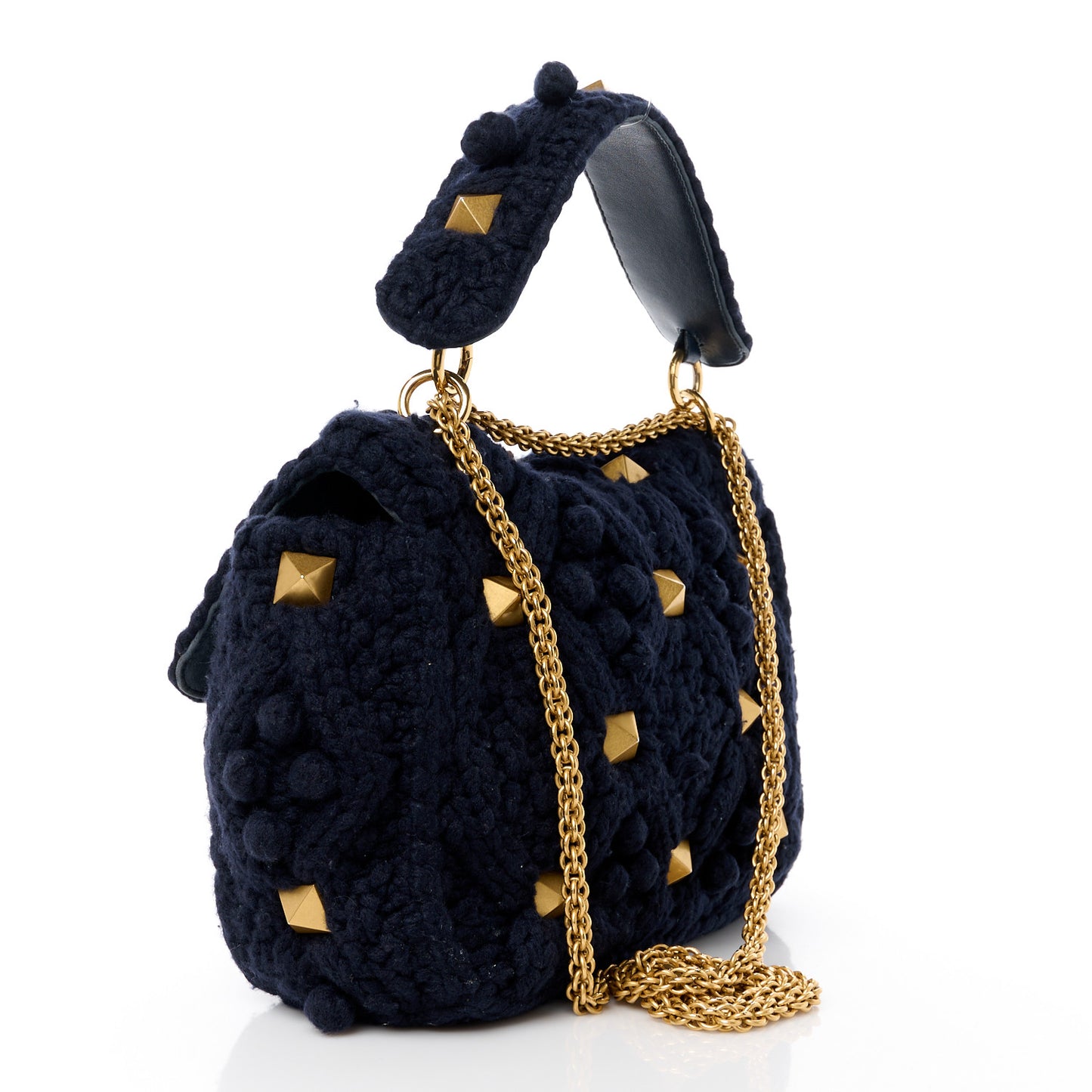 Cashmere Medium Roman Stud Shoulder Bag Marine