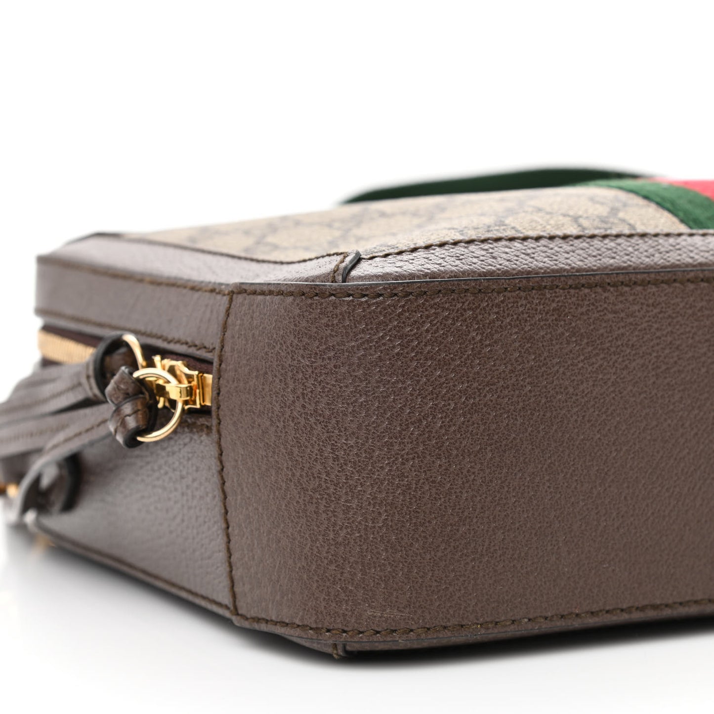 GG Supreme Monogram Web Small Ophidia Top Handle Shoulder Bag Brown