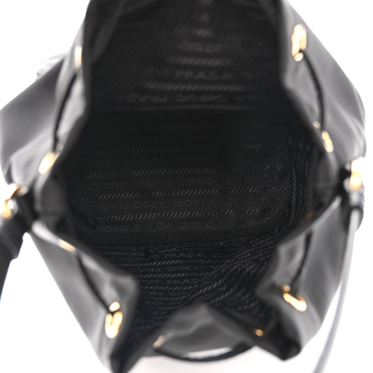 Prada Saffiano Tessuto Nylon Mini Bucket Crossbody Bag Black 5 of 12