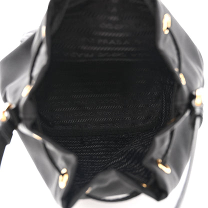 Prada Saffiano Tessuto Nylon Mini Bucket Crossbody Bag Black 5 of 12