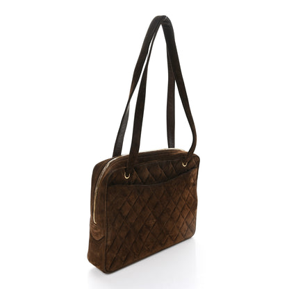 Chanel Suede Quilted Shoulder Bag Brown 3 of 10