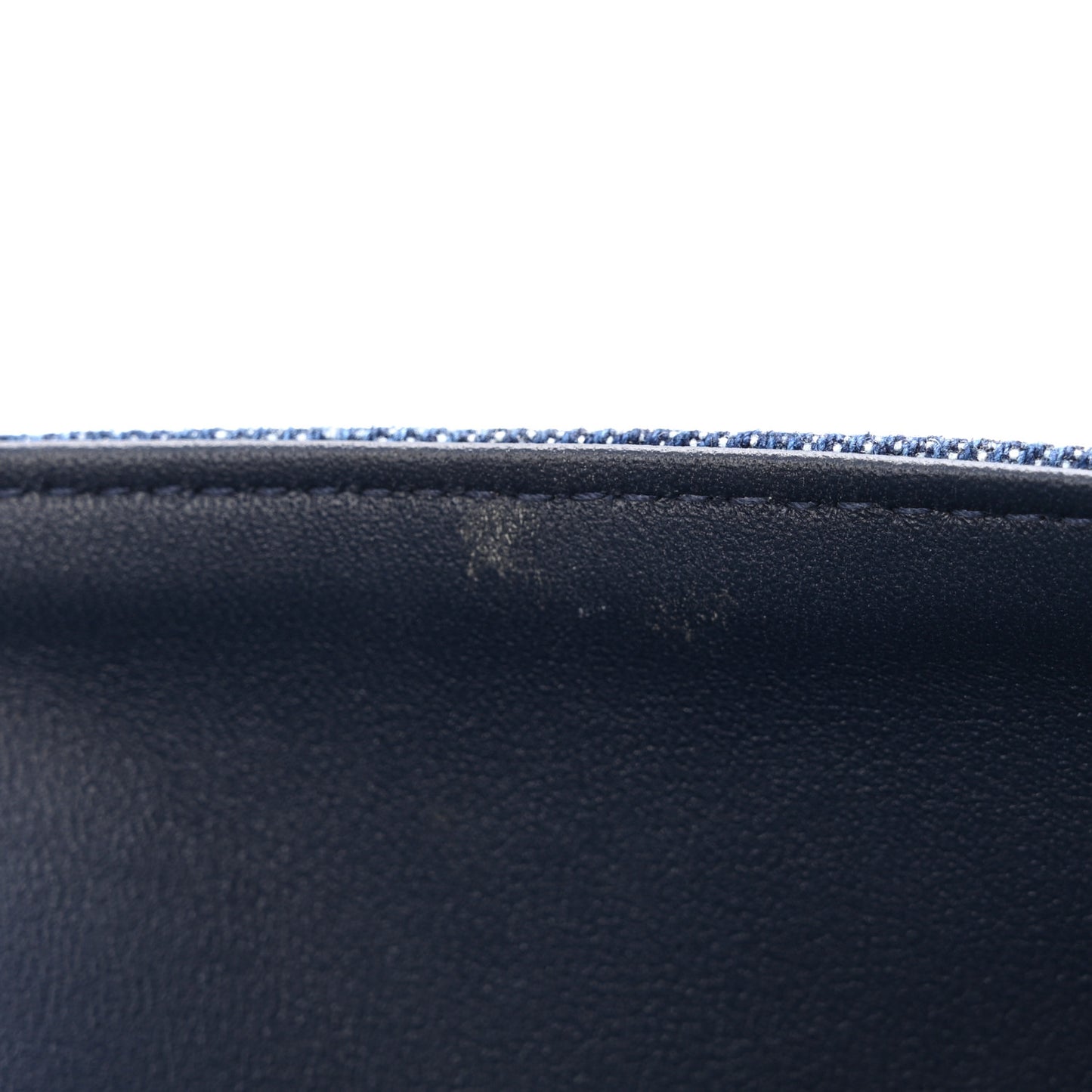 Printed Denim Quilted Medium Double Flap Dark Blue