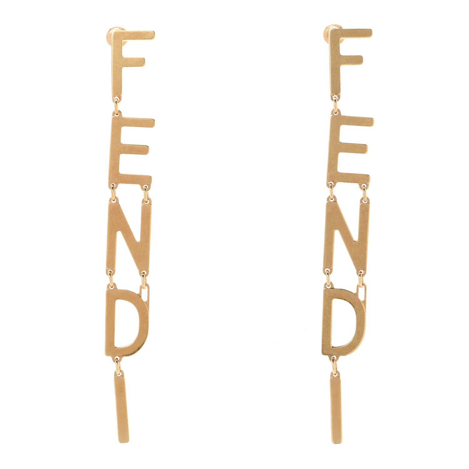 Fendi Metal Signature Earrings Gold 1 of 6