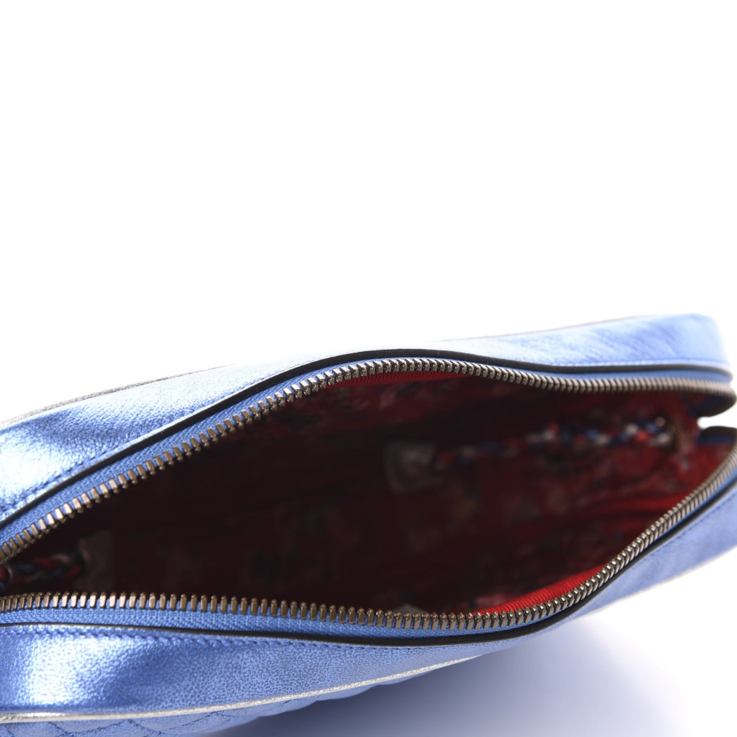 Laminated Nappa Trapuntata Small Zumi Shoulder Bag Rosso Marine Argento