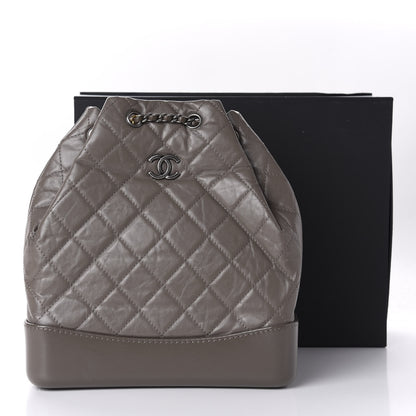 Chanel Aged Calfskin Quilted Small Gabrielle Backpack Grey 10 of 10