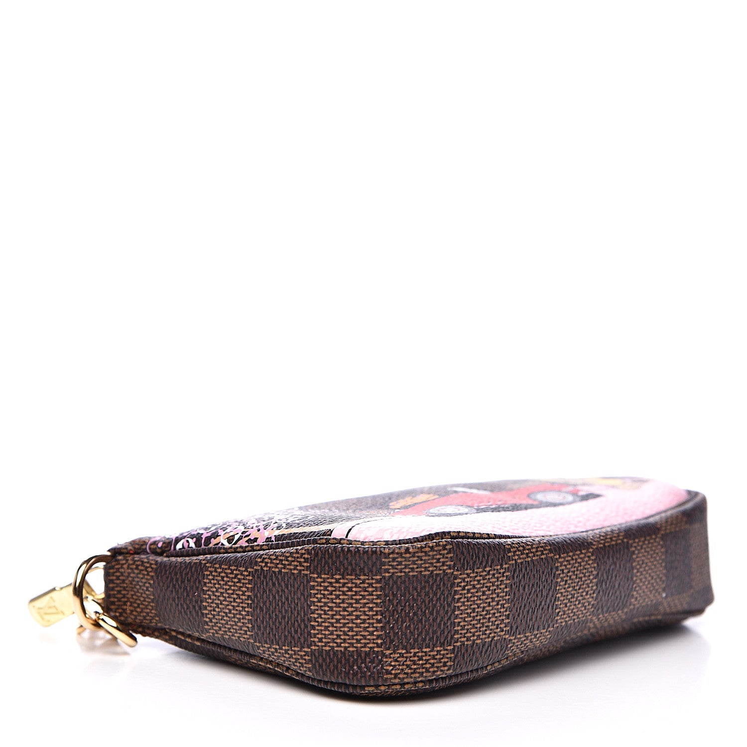 Louis Vuitton Damier Ebene 2019 Christmas Animation Mini Pochette Accessories Red 4 of 10