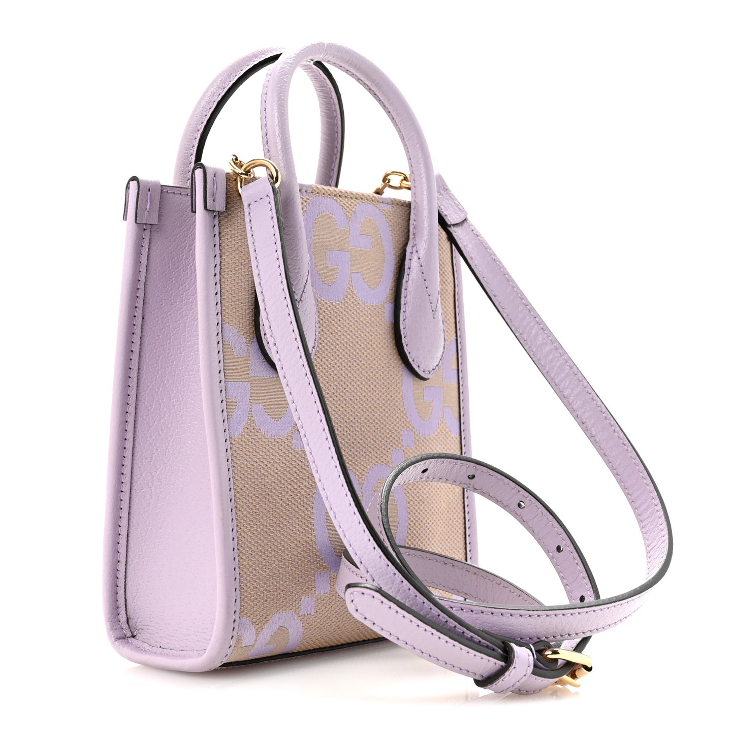Monogram Jumbo GG Textured Dollar Calfskin Mini Tote Bag Beige Lapis