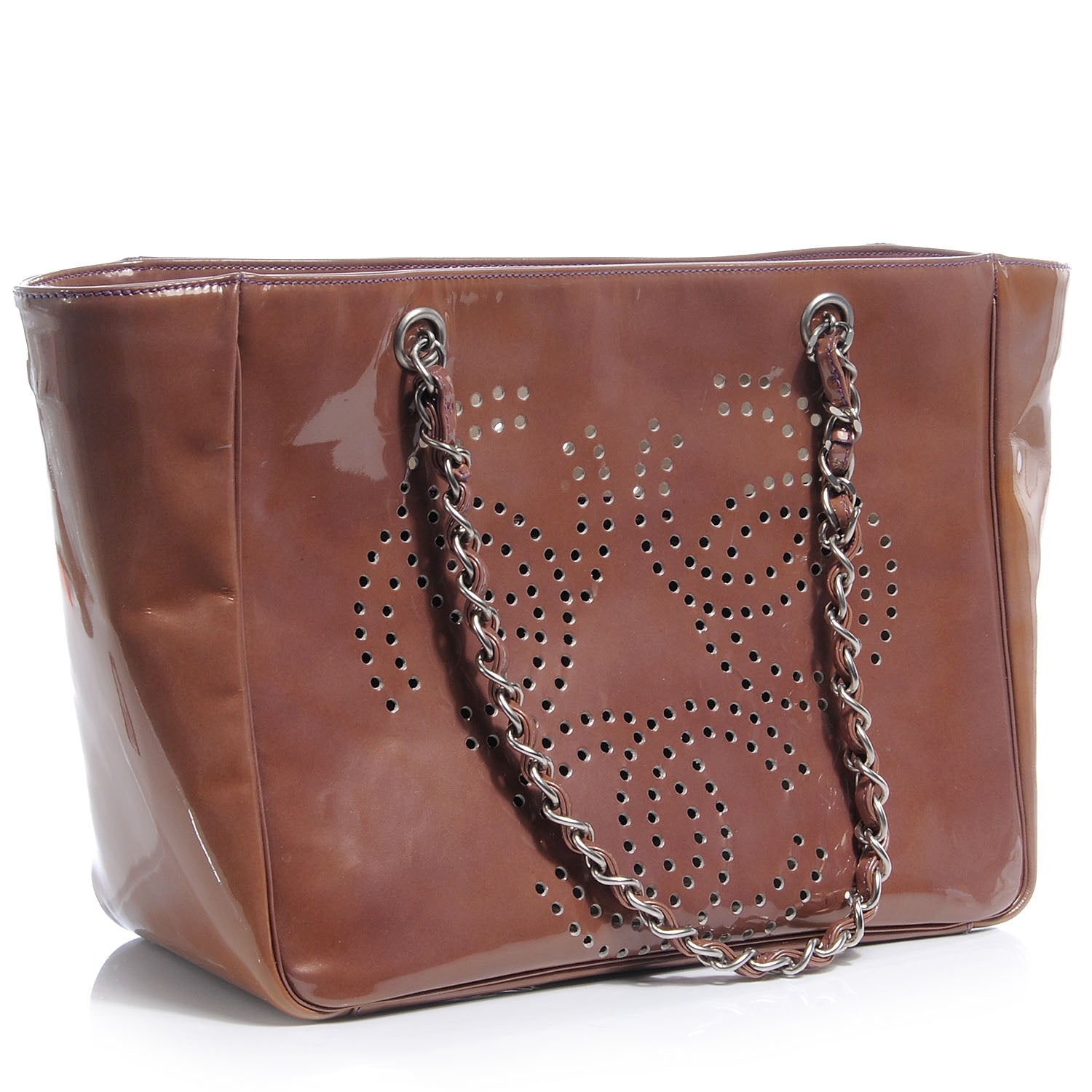 Chanel Patent Perforated CC Shopping Tote Pink 3 of 8