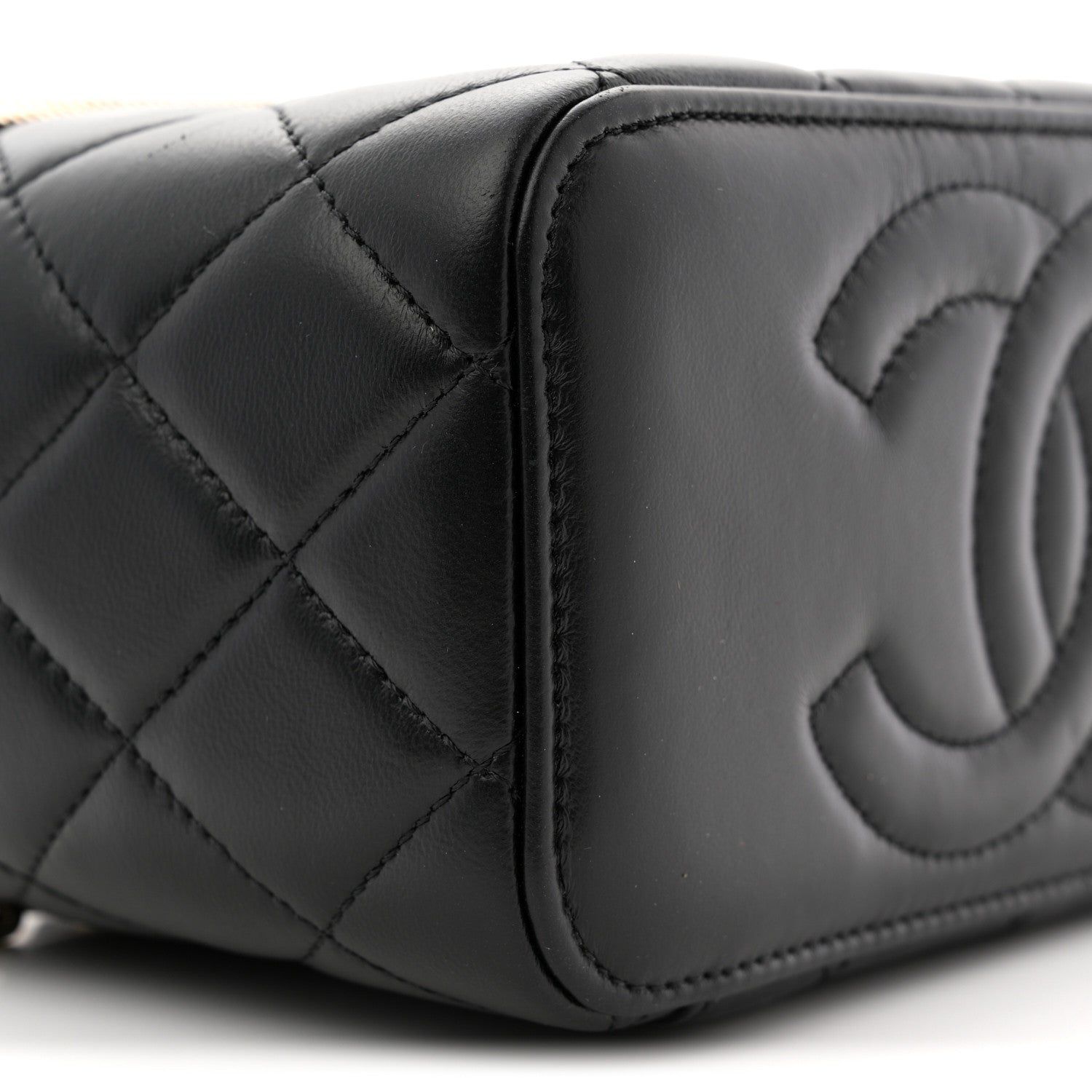Chanel Lambskin Quilted Crystal Small Top Handle Vanity Case With Chain Black 9 of 12