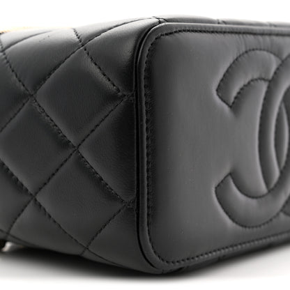 Chanel Lambskin Quilted Crystal Small Top Handle Vanity Case With Chain Black 9 of 12