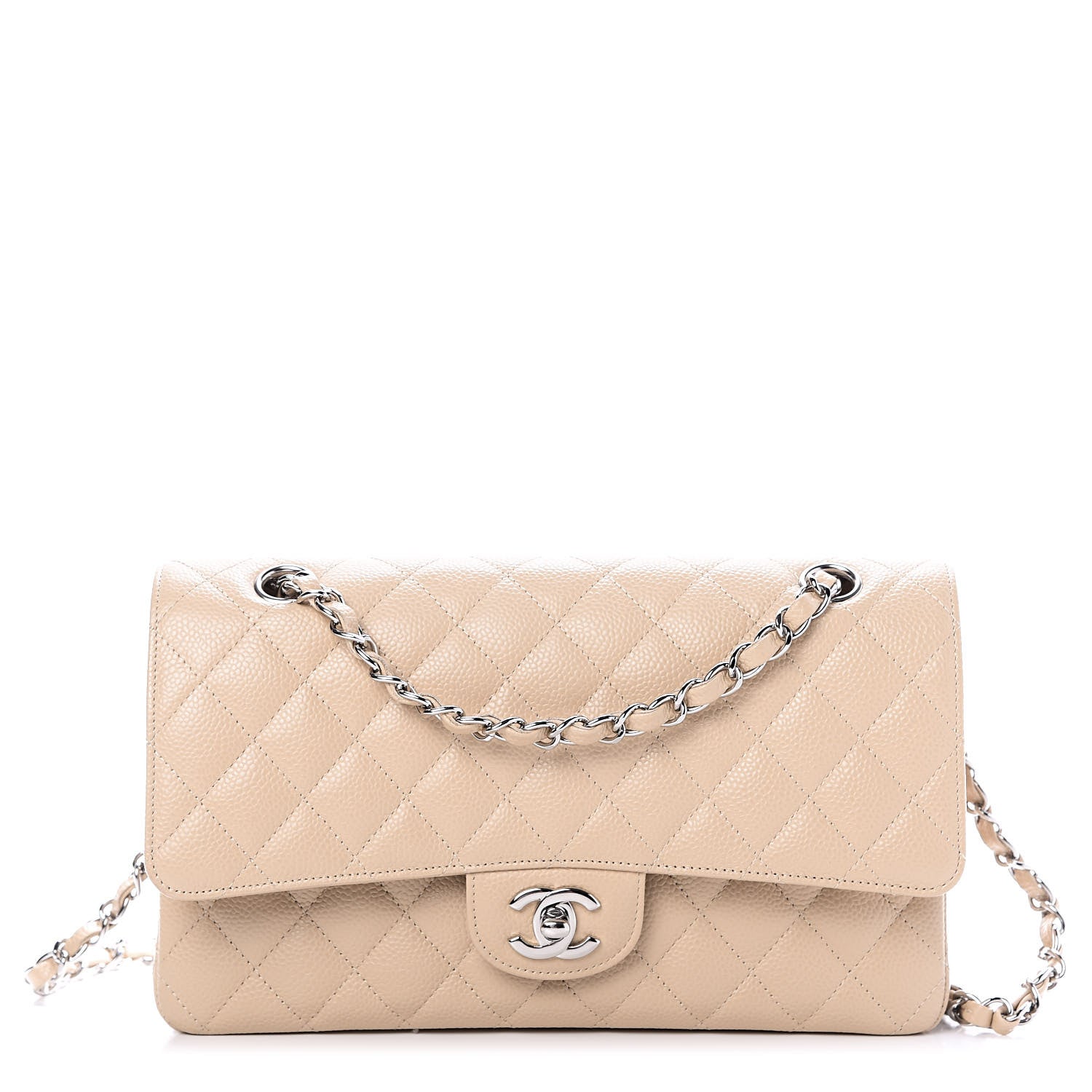Chanel Caviar Quilted Medium Double Flap Beige 1 of 10