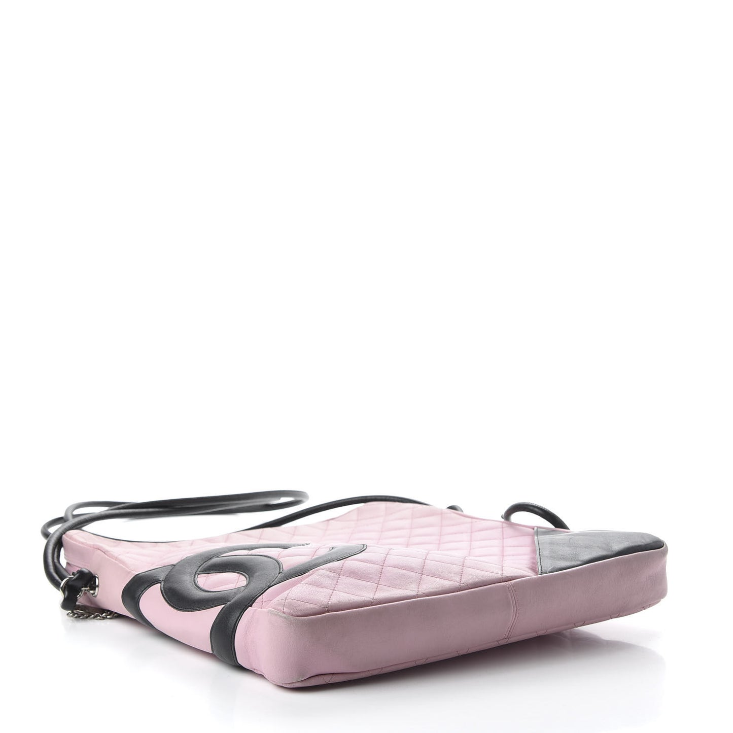 Calfskin Quilted Large Cambon Messenger Pink Black