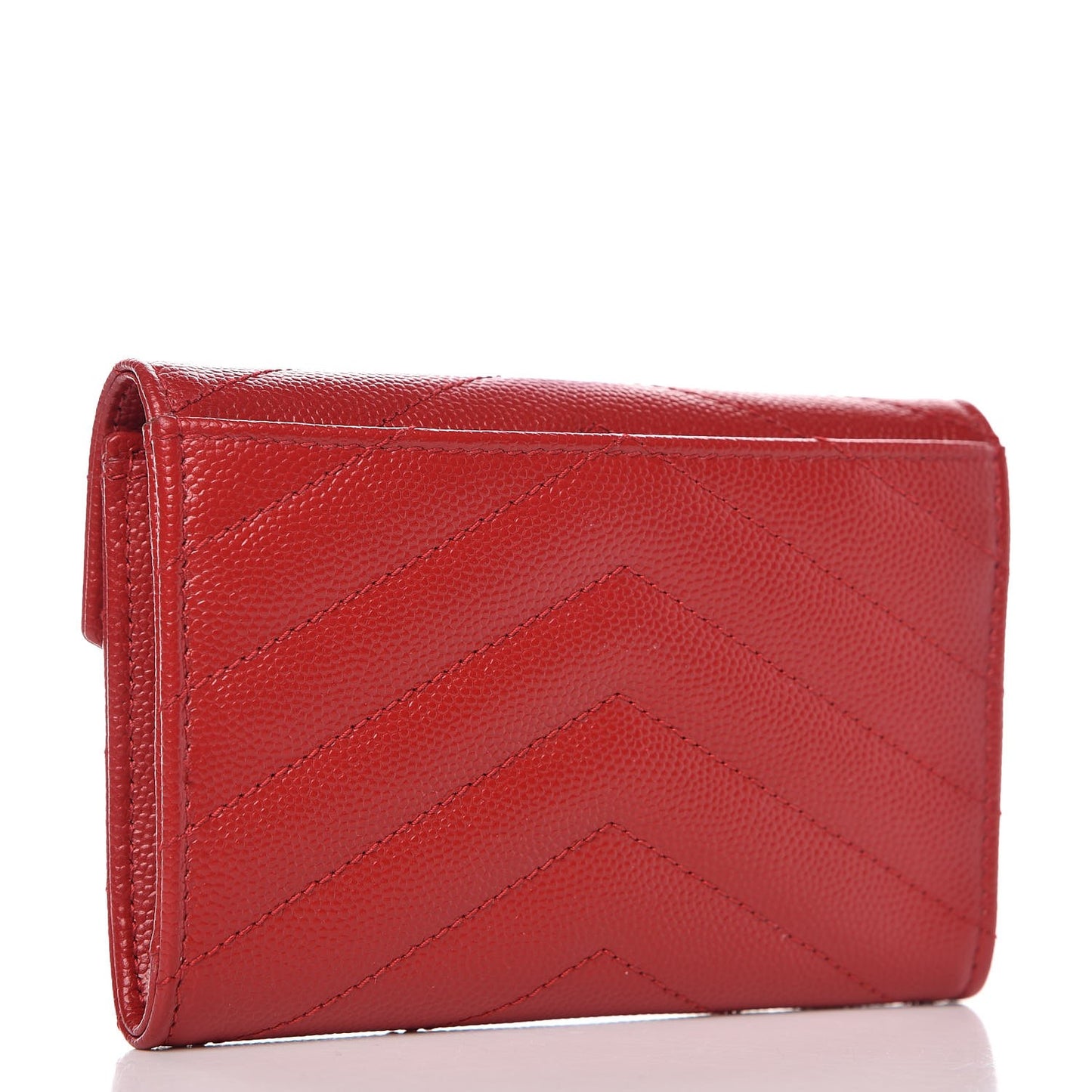 Grain De Poudre Matelasse Chevron Small Monogram Envelope Wallet New Red
