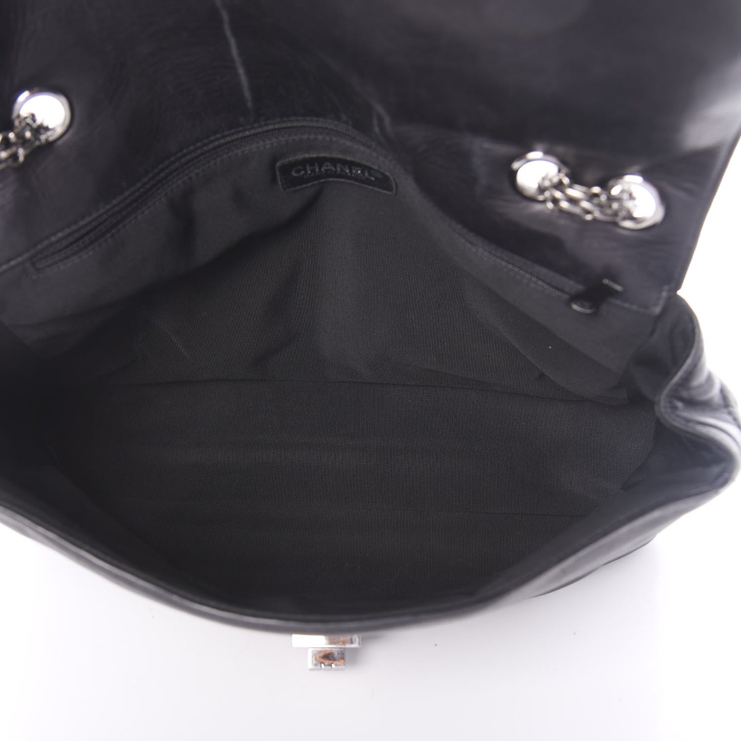 Lambskin Horizontal Quilt Mademoiselle Flap Black