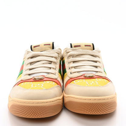 Gucci Lame GG Monogram Nubuck Web Screener Sneakers 37.5 Dusty Milk Yellow 3 of 8