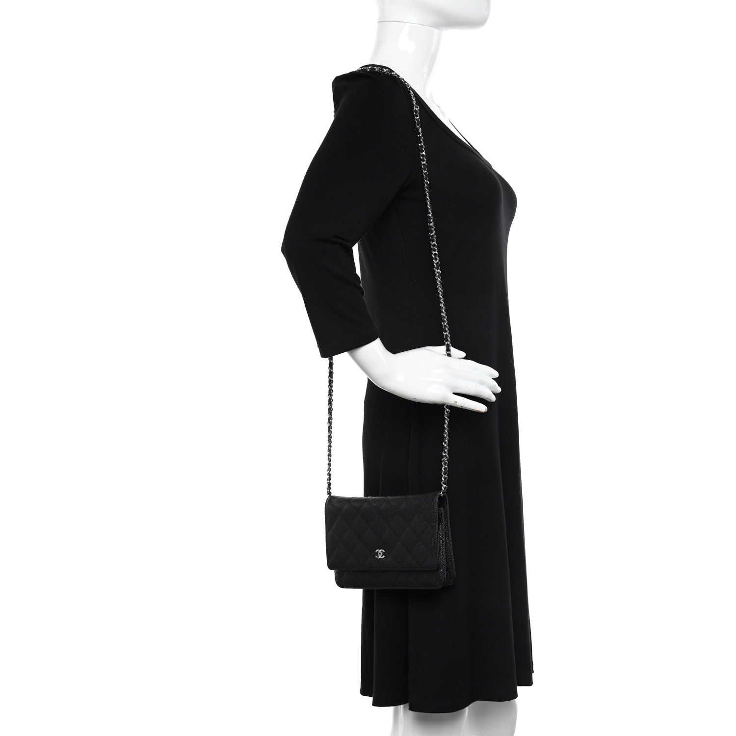 Chanel Caviar Quilted Wallet on Chain WOC Black 2 of 12