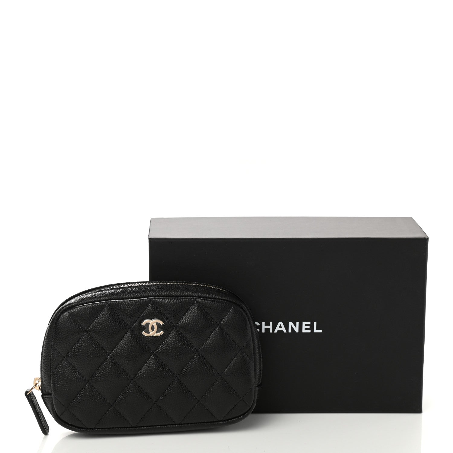 Chanel Caviar Quilted Small Curvy Pouch Cosmetic Case Black 8 of 8