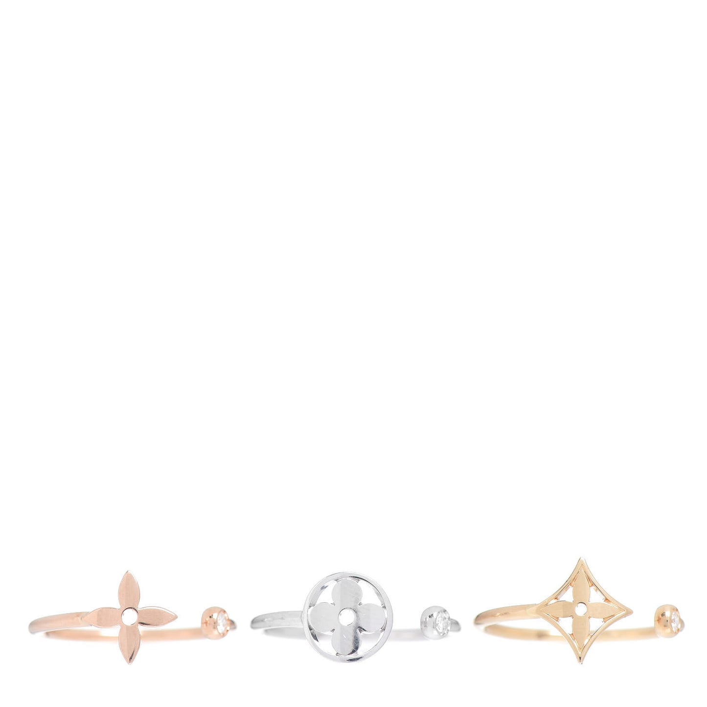 18k White Yellow Pink Gold Diamond Monogram Idylle Rings 54 7