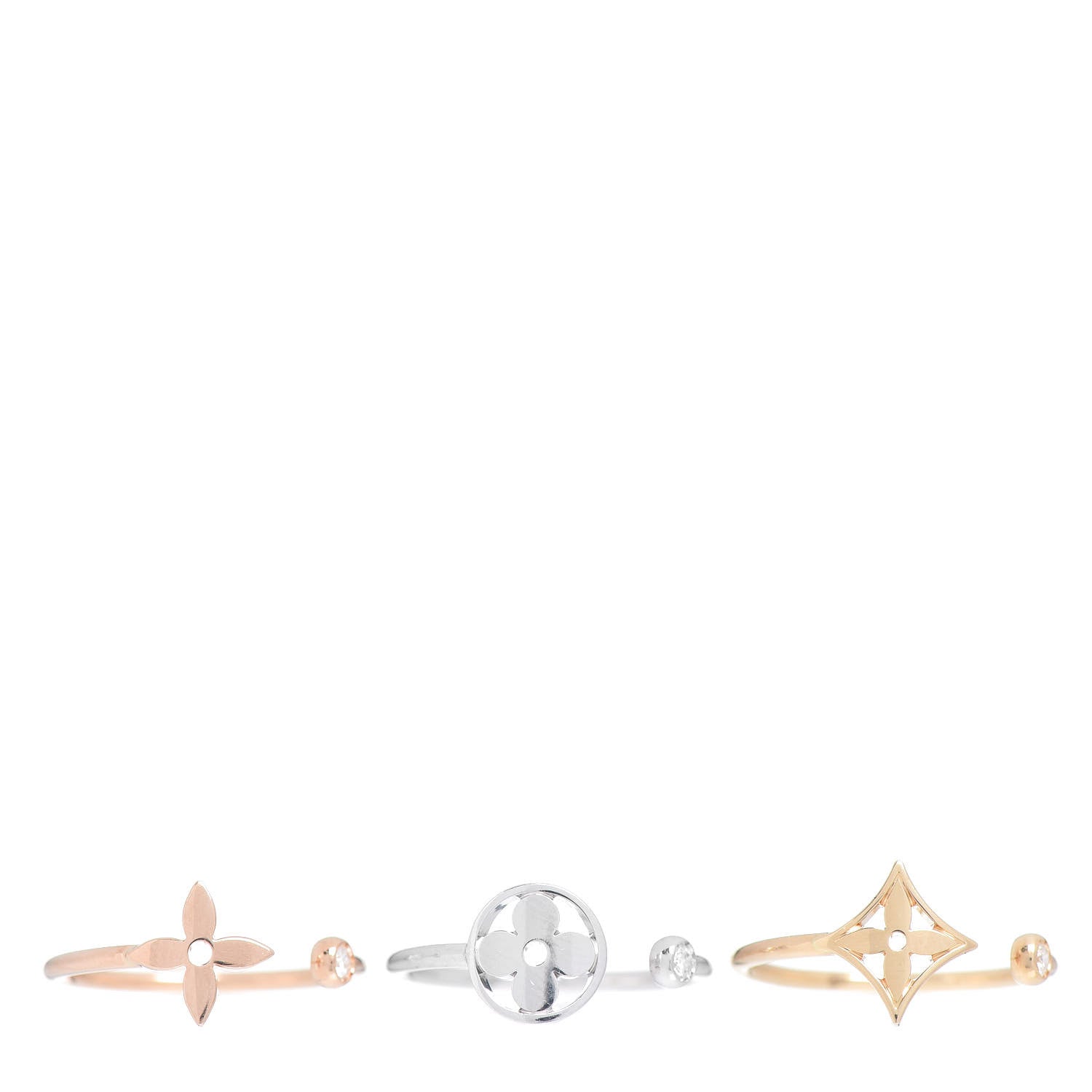 Louis Vuitton 18k White Yellow Pink Gold Diamond Monogram Idylle Rings 54 7 1 of 6
