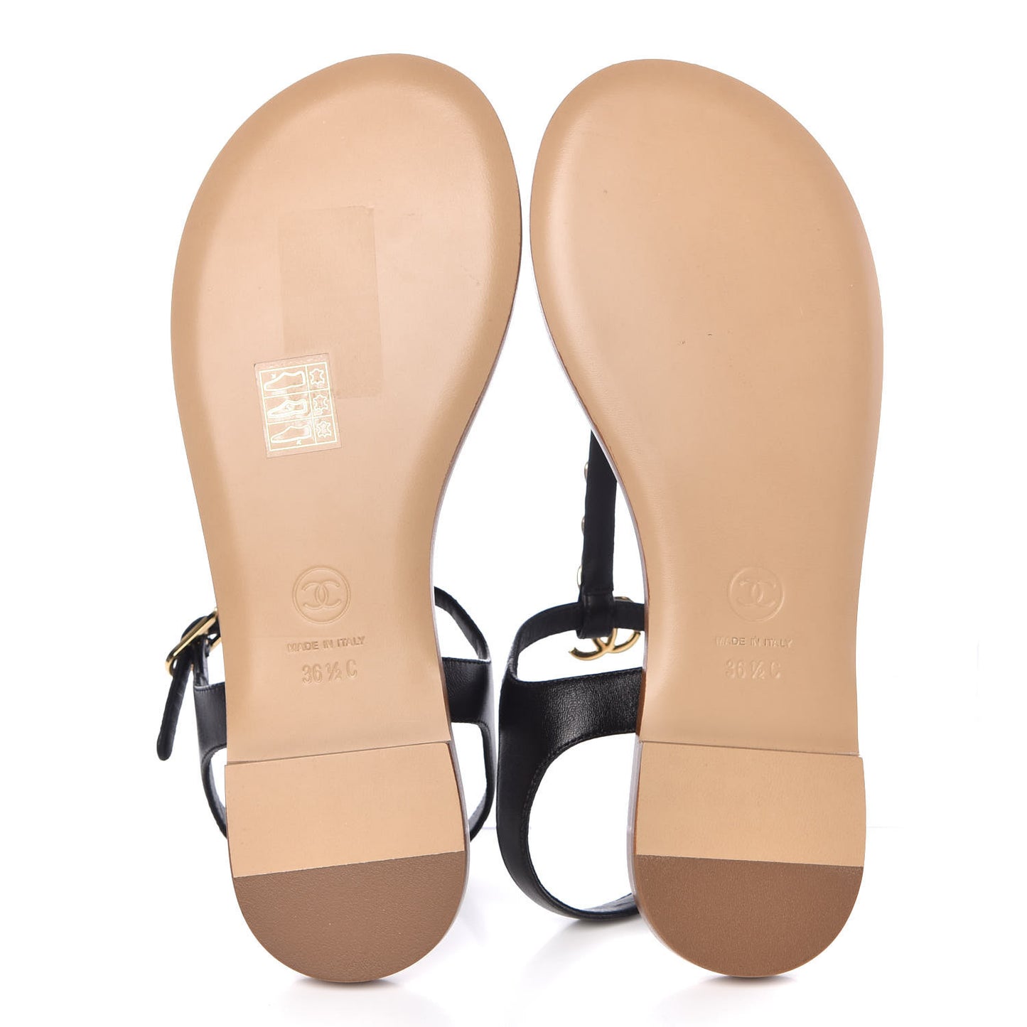 Lambskin CC Thong Sandals 36.5 Black White