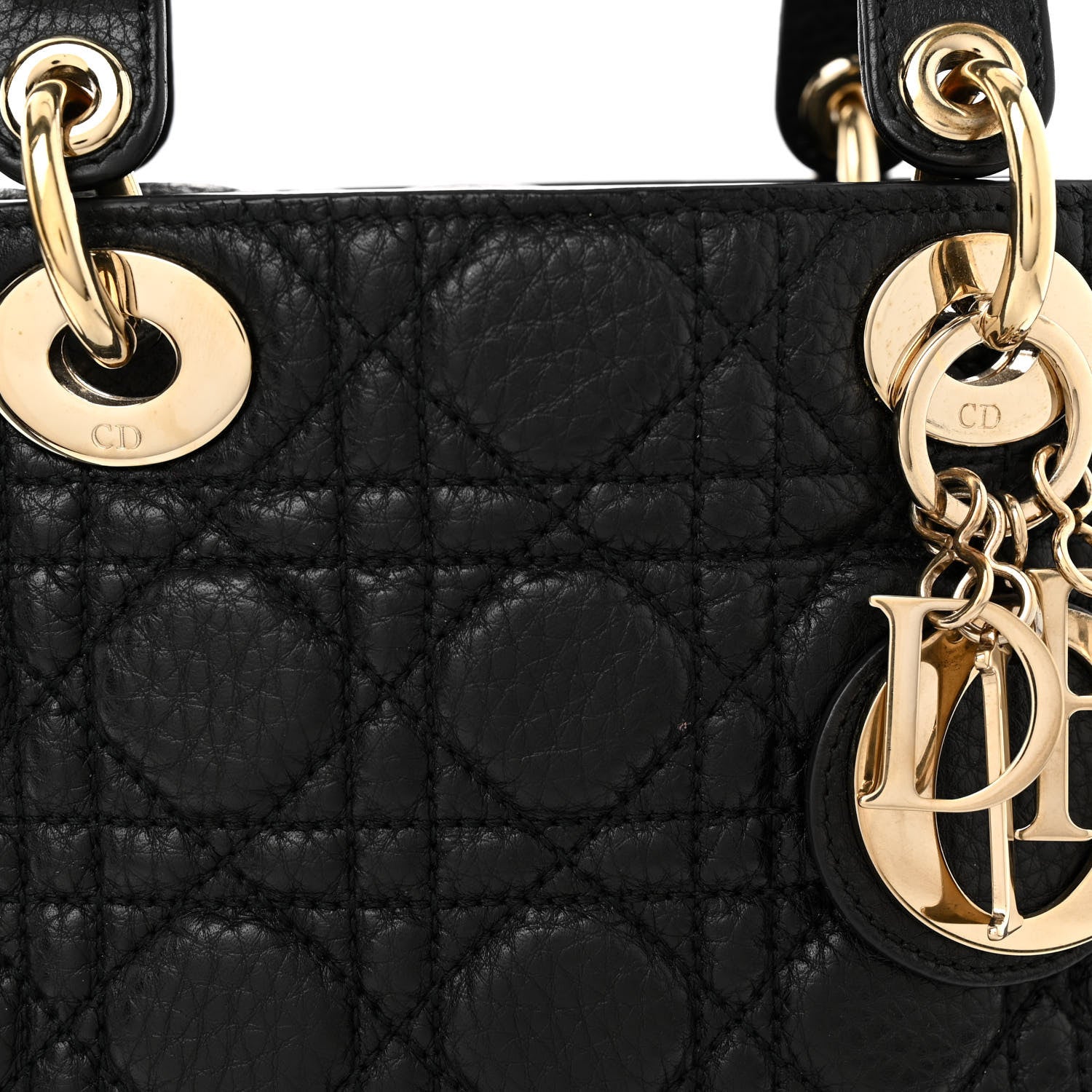 Christian Dior Grained Calfskin Cannage Small Lady Dior Black 7 of 10