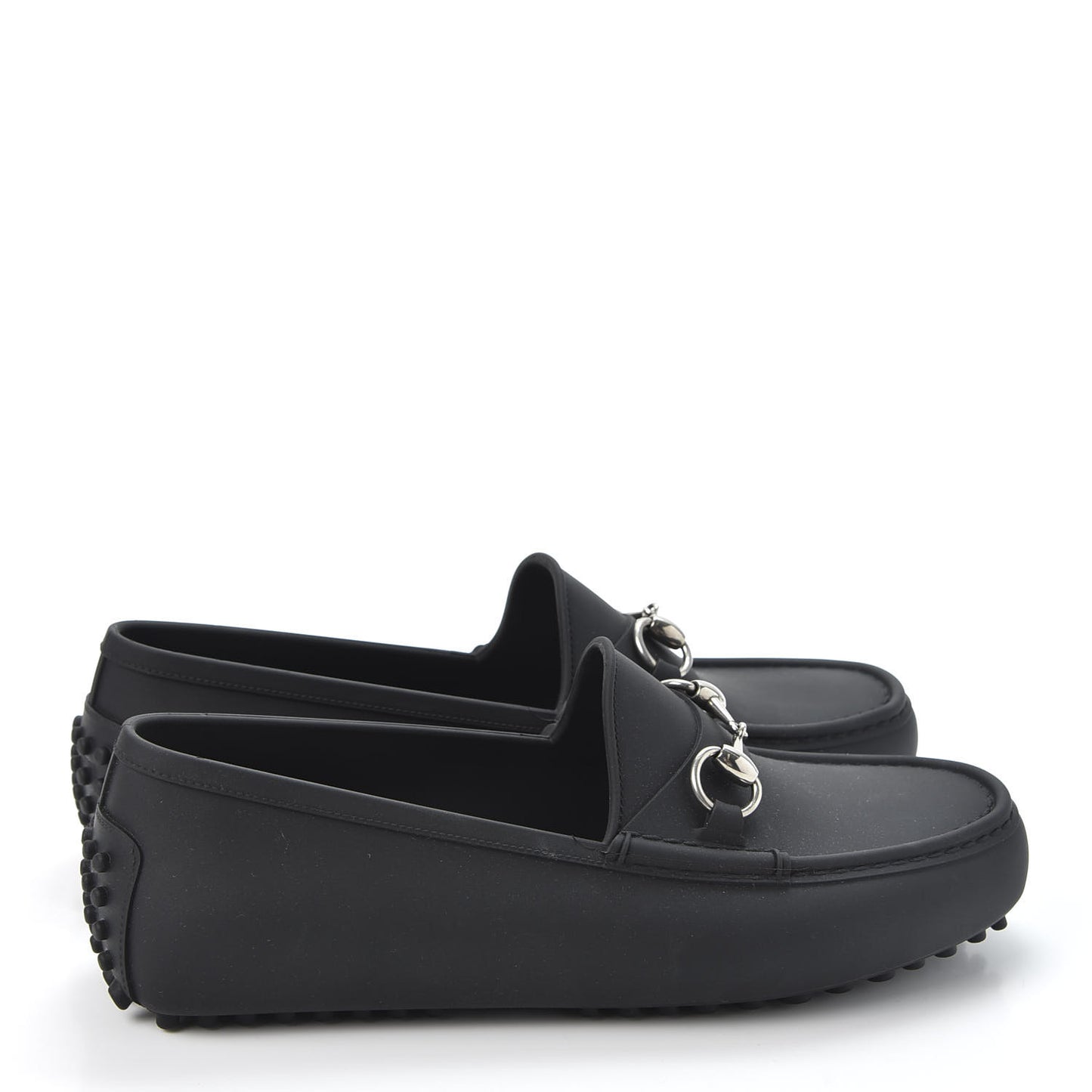 Rubber Mens Horsebit Driver Loafers 7 Black